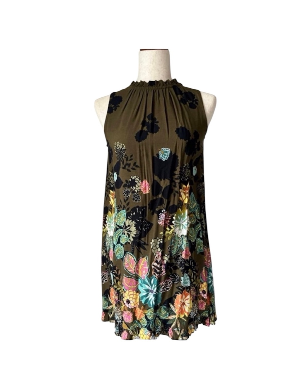 Loft sleeveless swing botanical mini dress